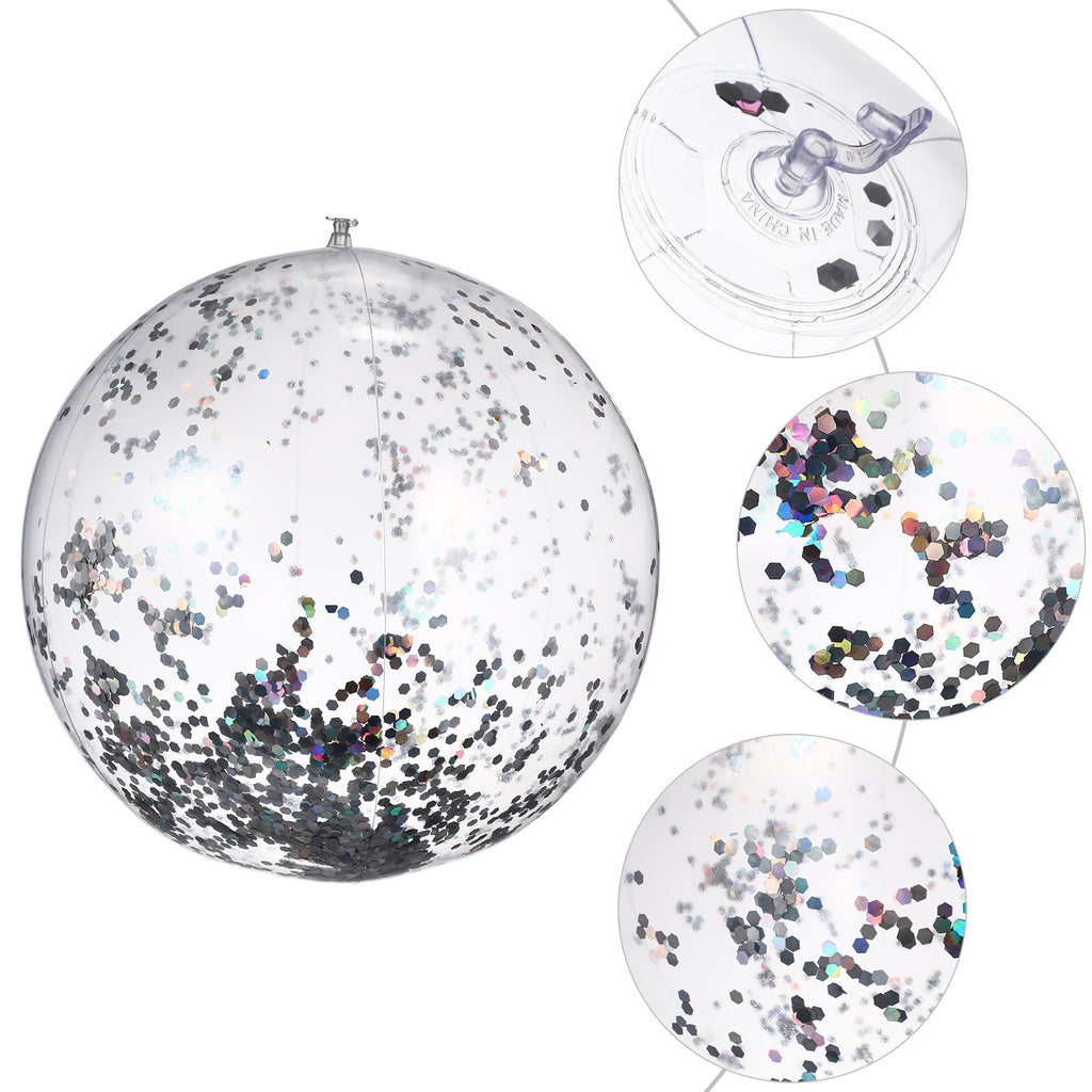 2 Pcs Glitter Confetti Inflatable Beach Balls with Air Pump Z691
