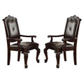 Button Tufted Leatherette Armchair, Brown - Set of 2 C170