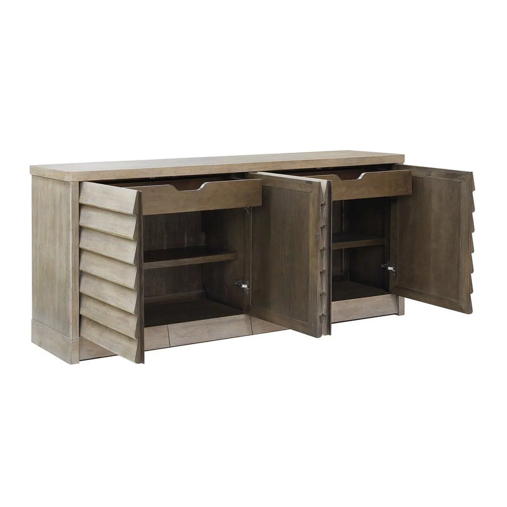 Natural Sand Finish 4 Door Wood Credenza A247507