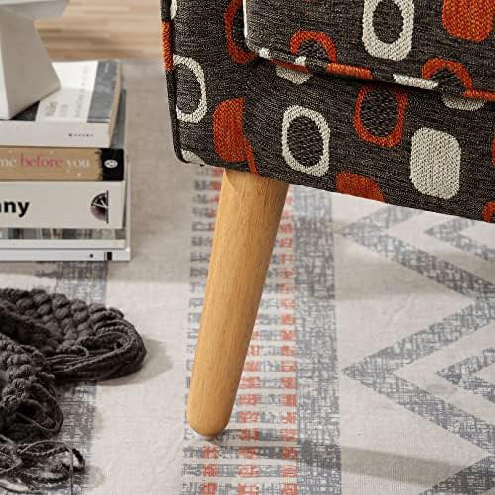 Grey Pattern Linen Fabric Accent Chair E567