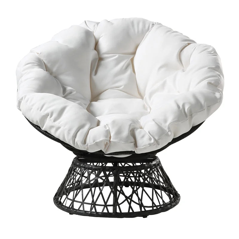 White cushion Papasan Chair with Black Frame F287781