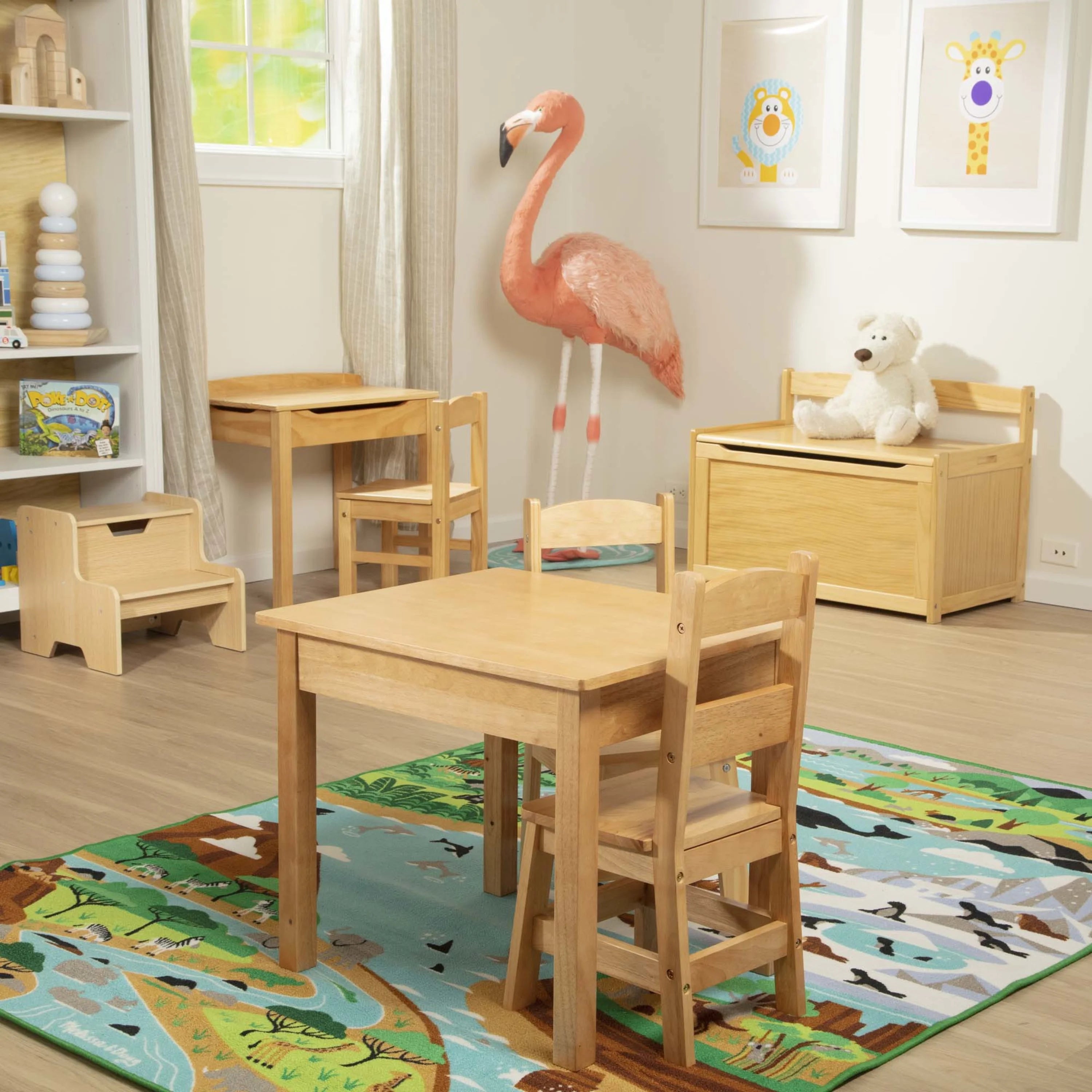 Solid Wood Table and 2 Chairs Set E791