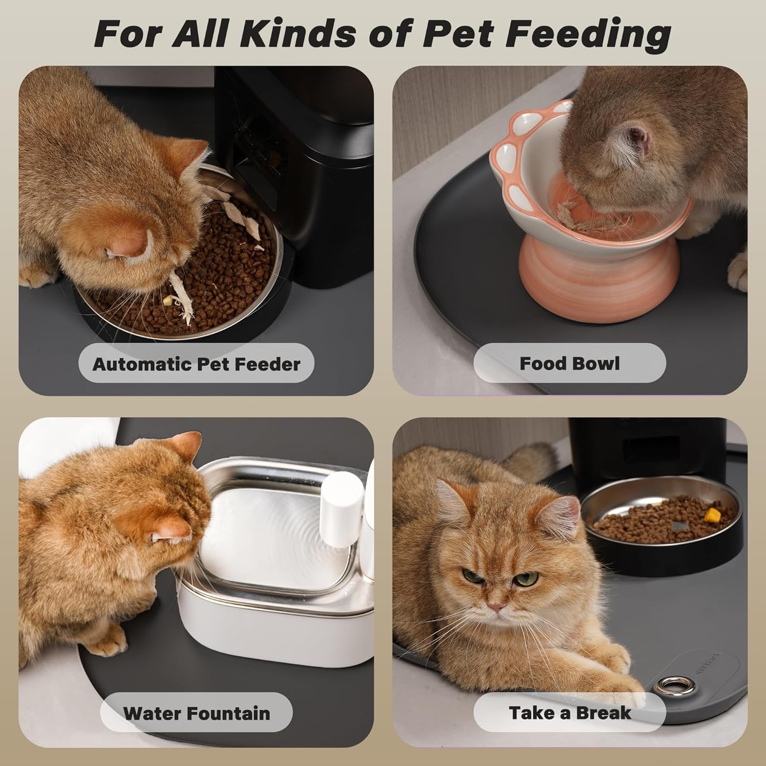 Waterproof Silicone Pet Feeding Mat with Pocket Y35834