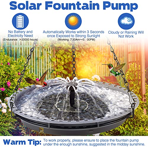 Solar Powered Bird Bath Fountain with 4 Water Spray Q52540