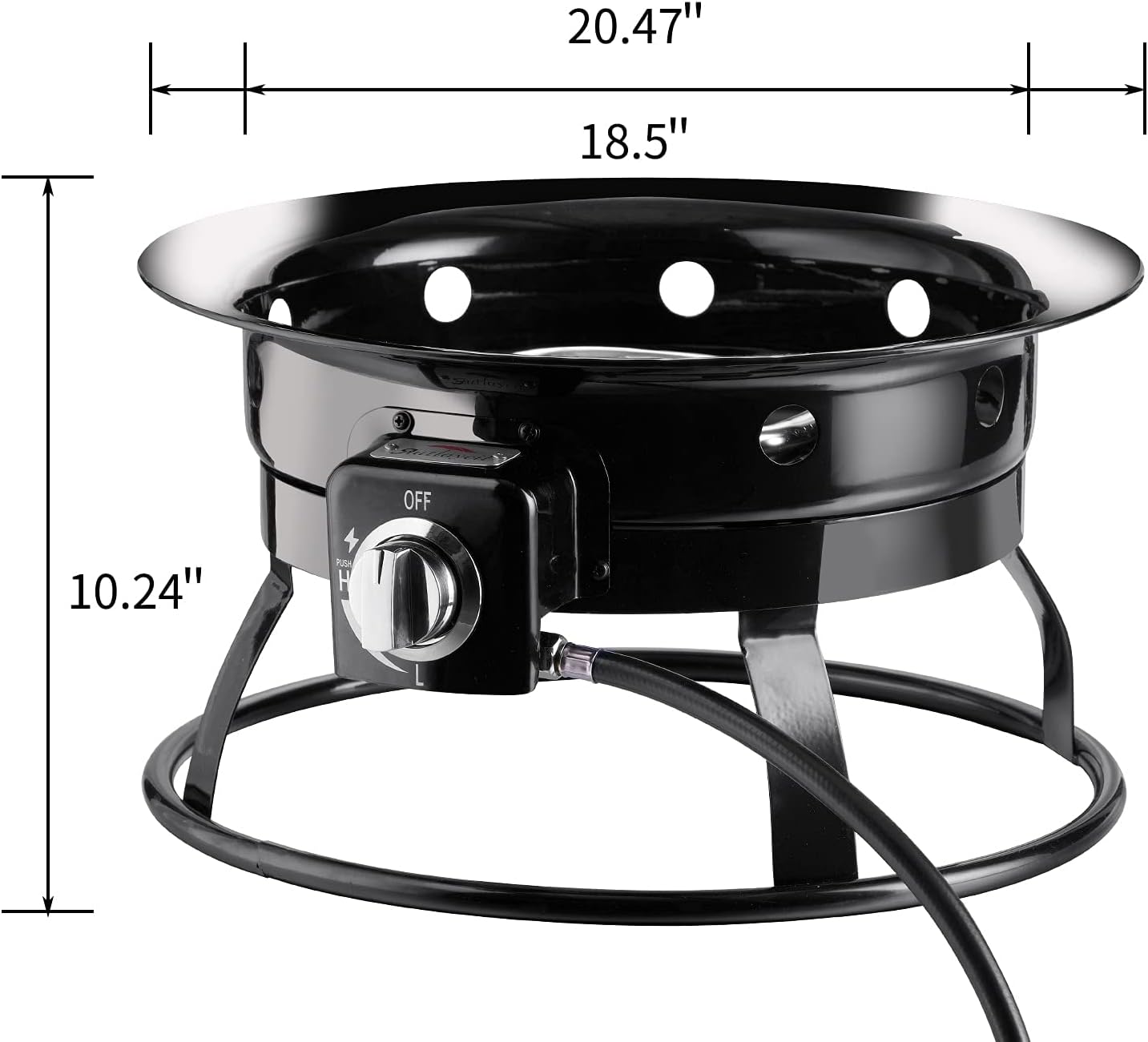 20.47-Inch Diameter Propane Gas Fire Pit with Carry Kit & Lava Rocks U523