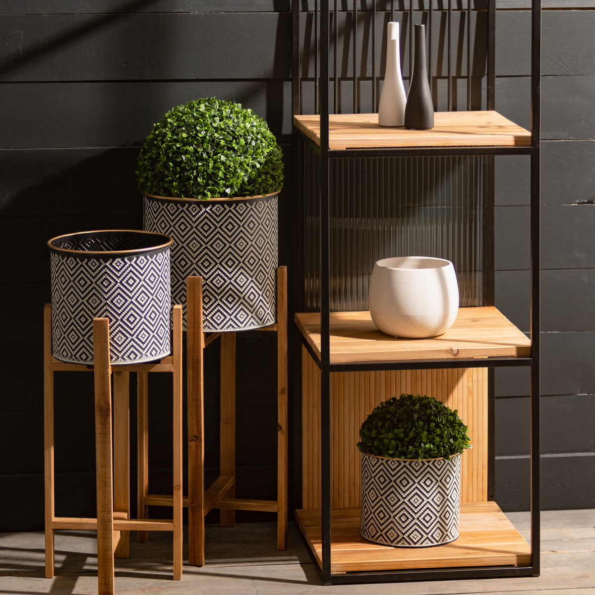 Creamy Speckled Round Ceramic Planter Set of 3 I8357