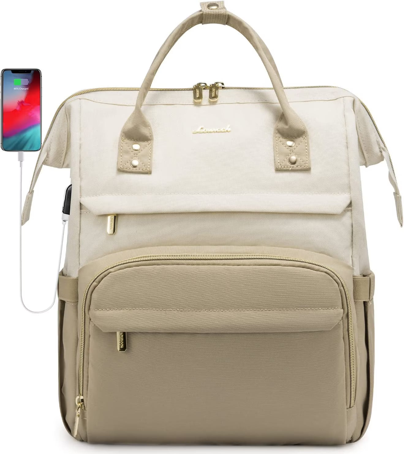 Beige-Khaki Waterproof Laptop Backpack Q2535