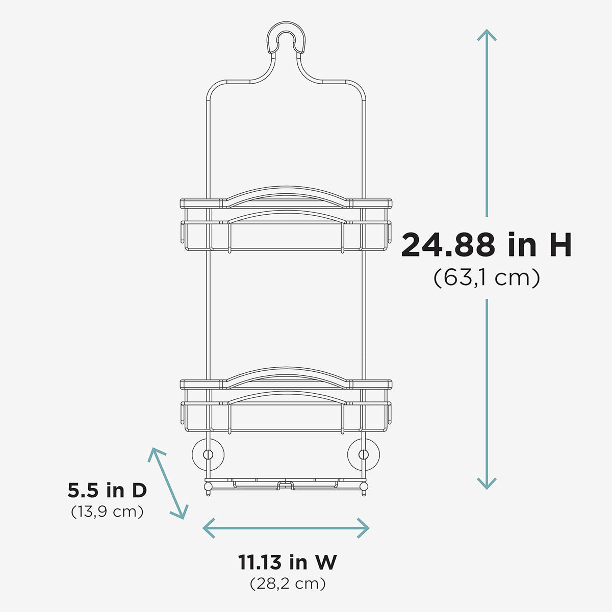 Over-The-Shower Caddy, Stainless Steel, Silver L6803