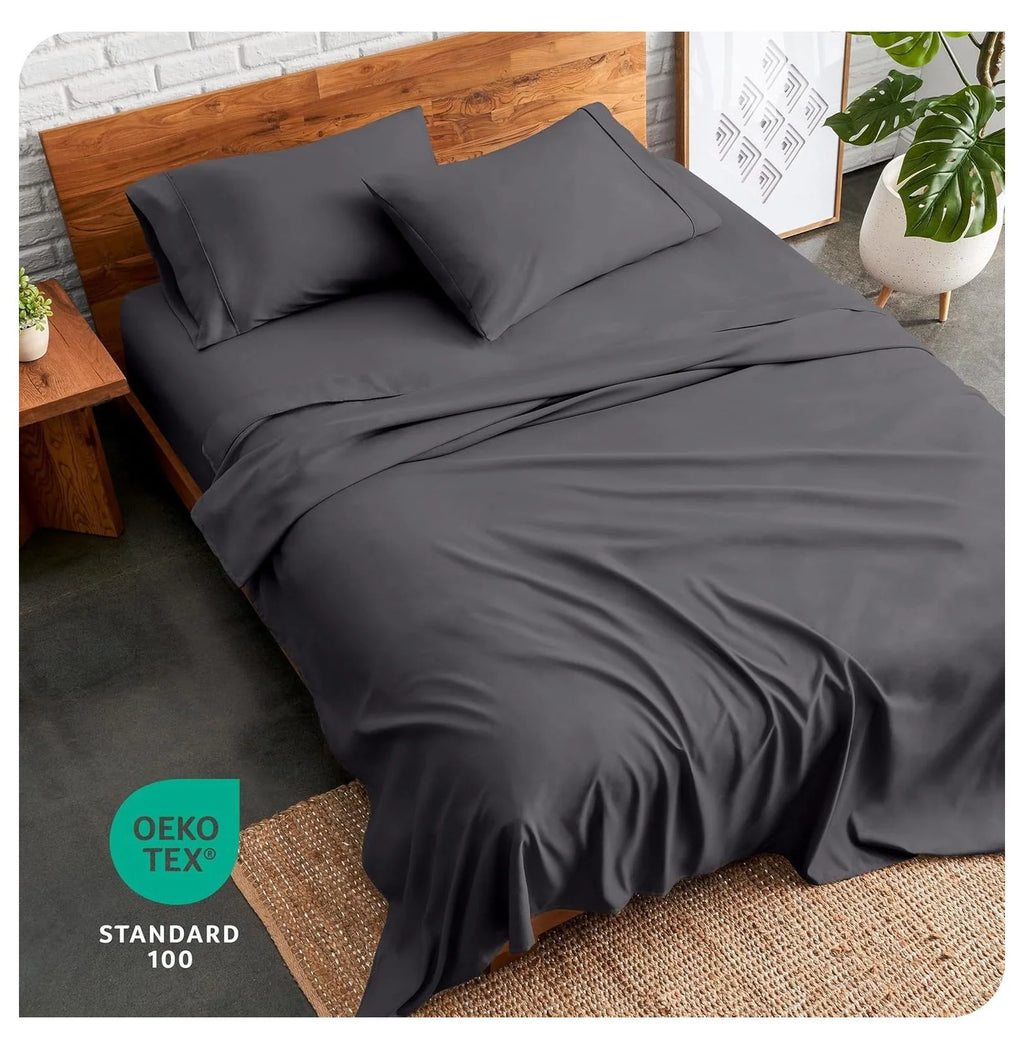 Short Queen 4 Piece Microfiber Sheet Set with Deep Pockets U64585
