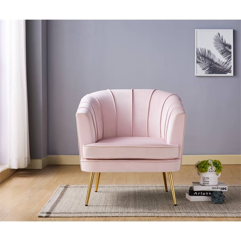 Peach Velvet Accent Chair Y559948