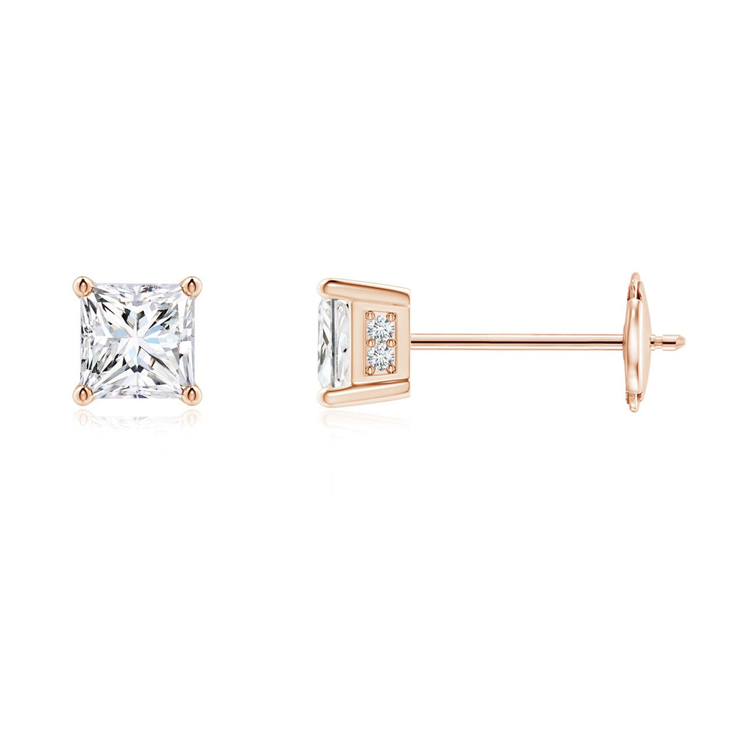 14K Rose Gold Diamond Solitaire Stud Earrings Q590456