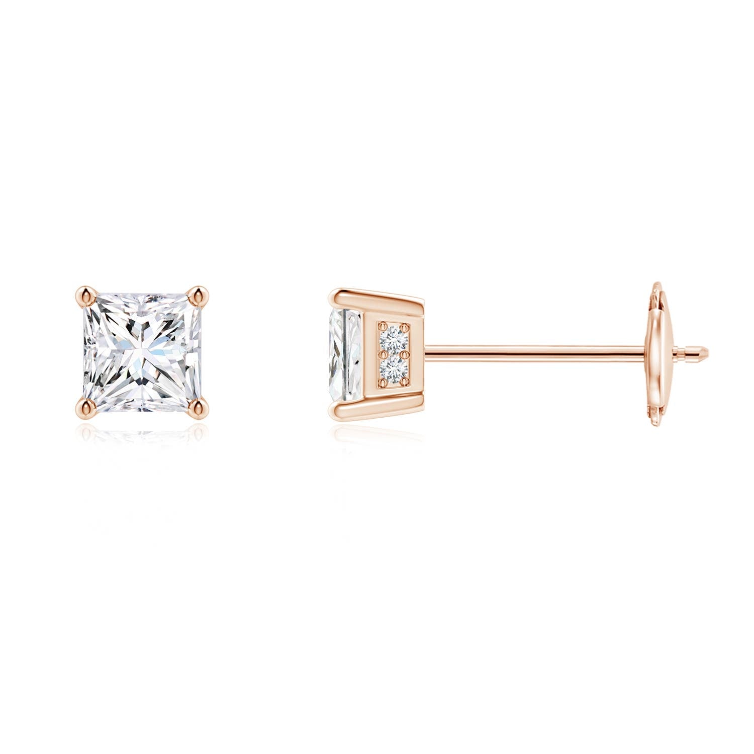 14K Rose Gold Diamond Solitaire Stud Earrings Q590456
