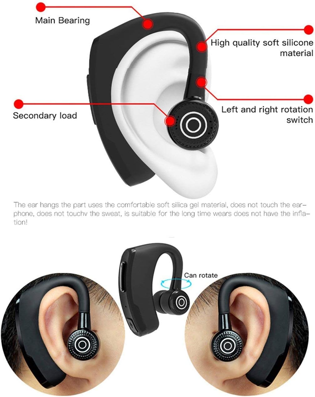 Wireless Bluetooth Headset Earbuds with Mic Noise Cancelling N8544