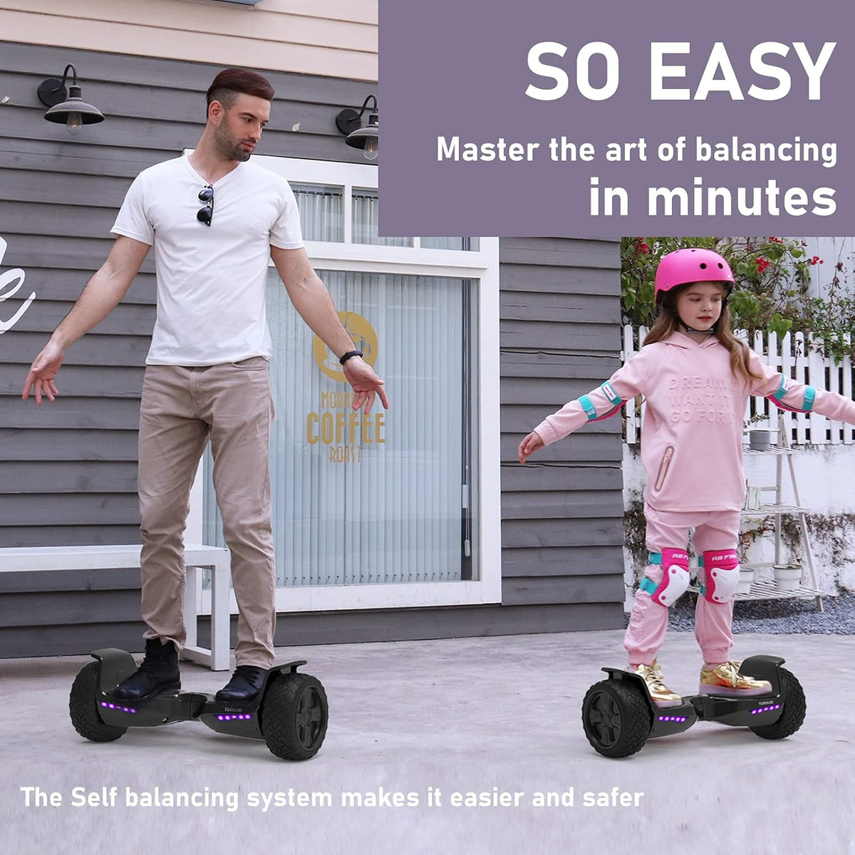 8.5 inches All-Terrain Self-Balancing Hoverboard with LED Lights and Bluetooth T6665