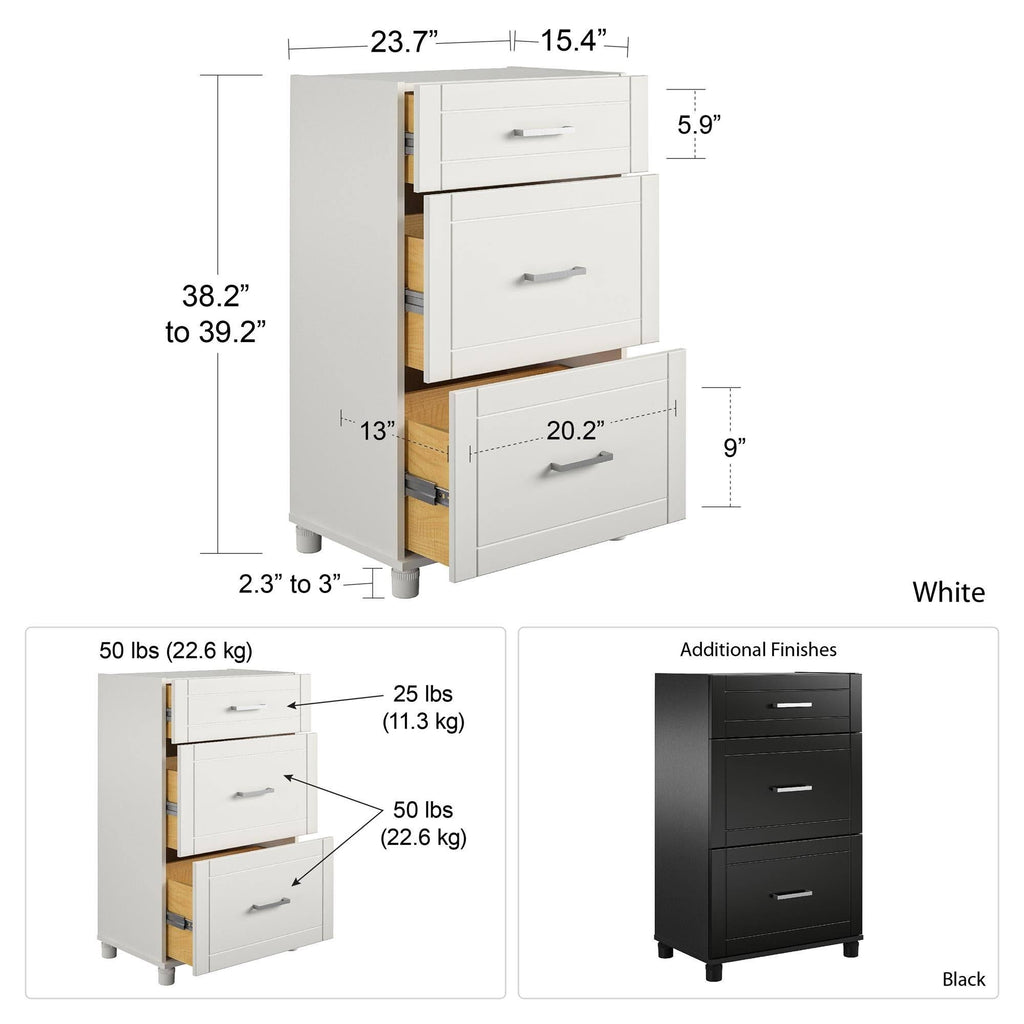 White 3 Drawer Base Cabinet Z115823