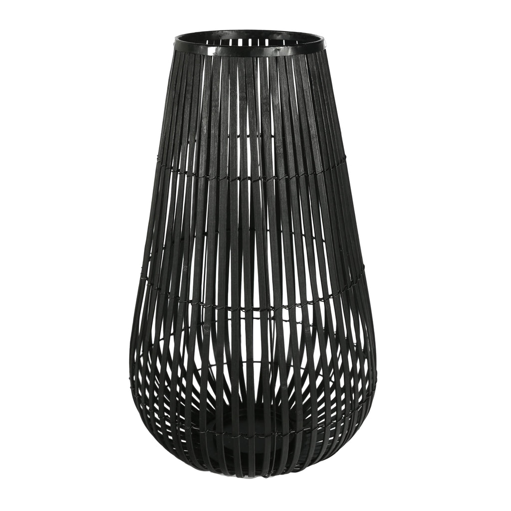 Black Metal Frame Lantern with Weaving B38750