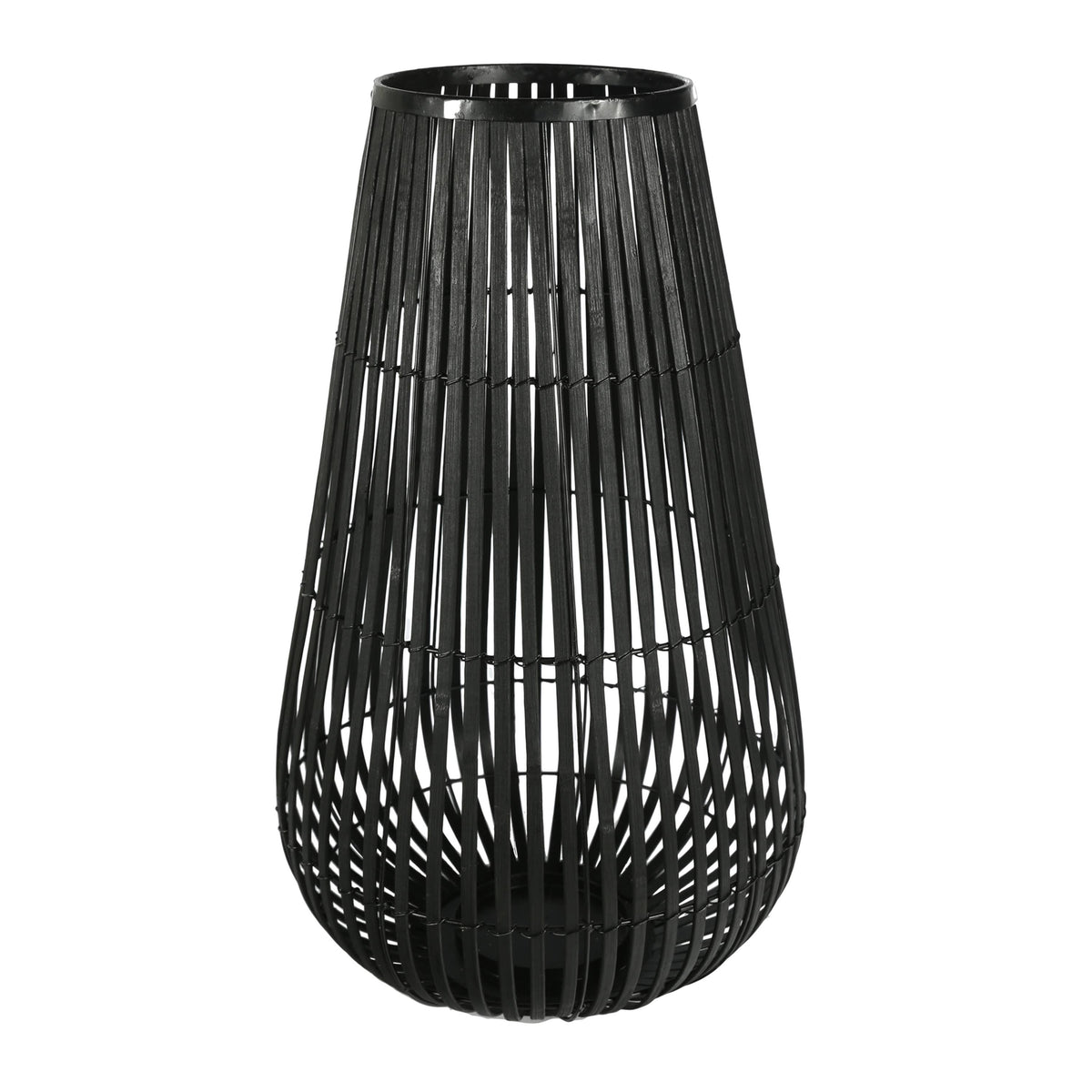 Black Metal Frame Lantern with Weaving B38750