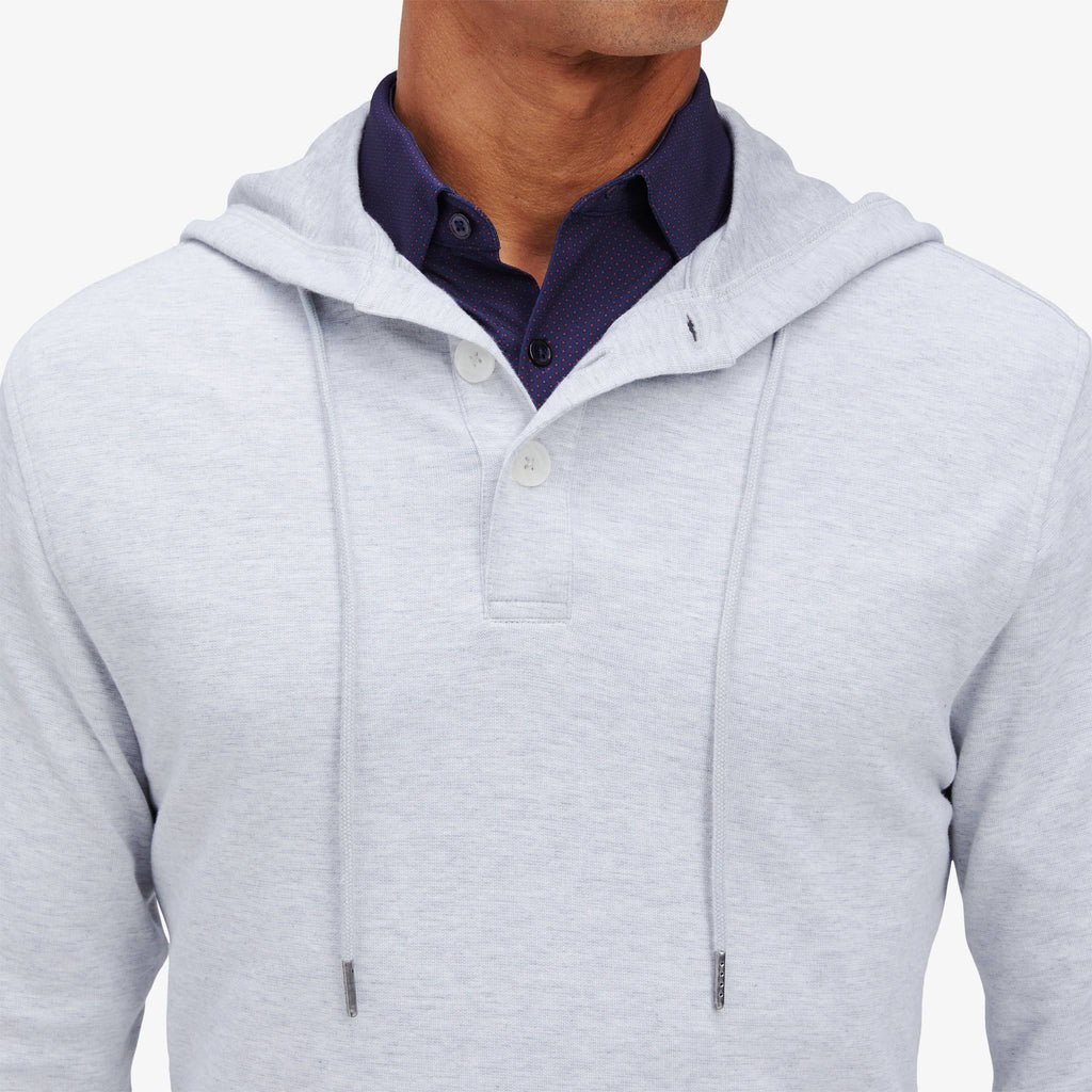Light Gray Heather Hooded Henley W41745