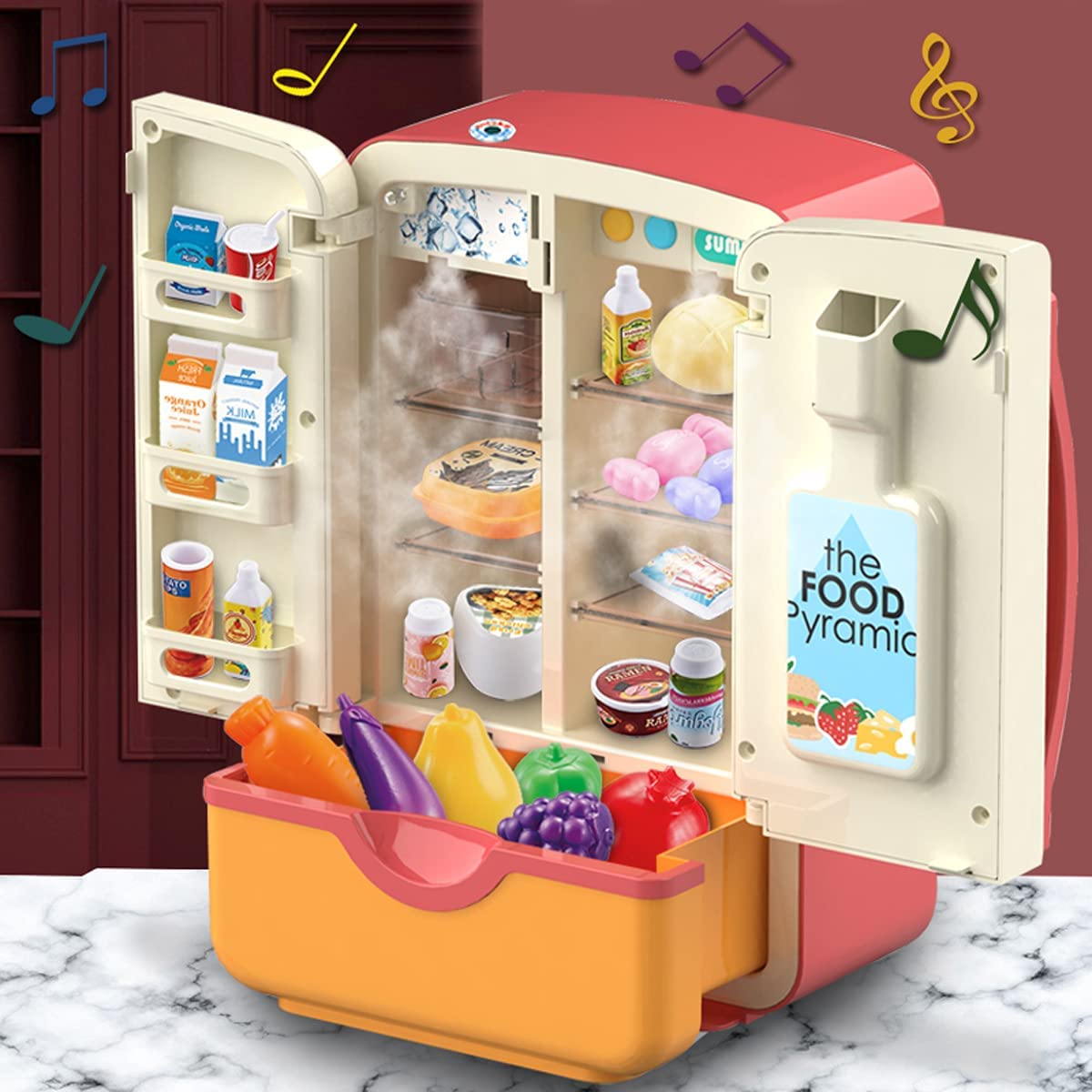 Blue/Pink Kids Simulation Refrigerator Pretend Play Toy X87462