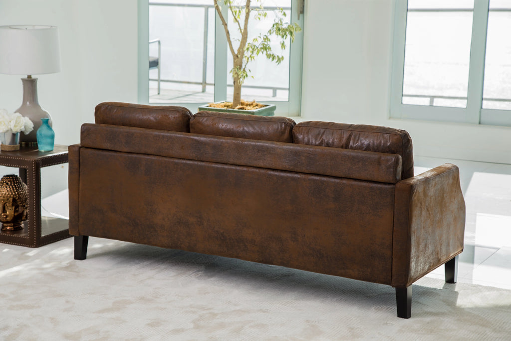 Dark Brown Faux Leather Reversible Chaise Sectional Sofa C512986