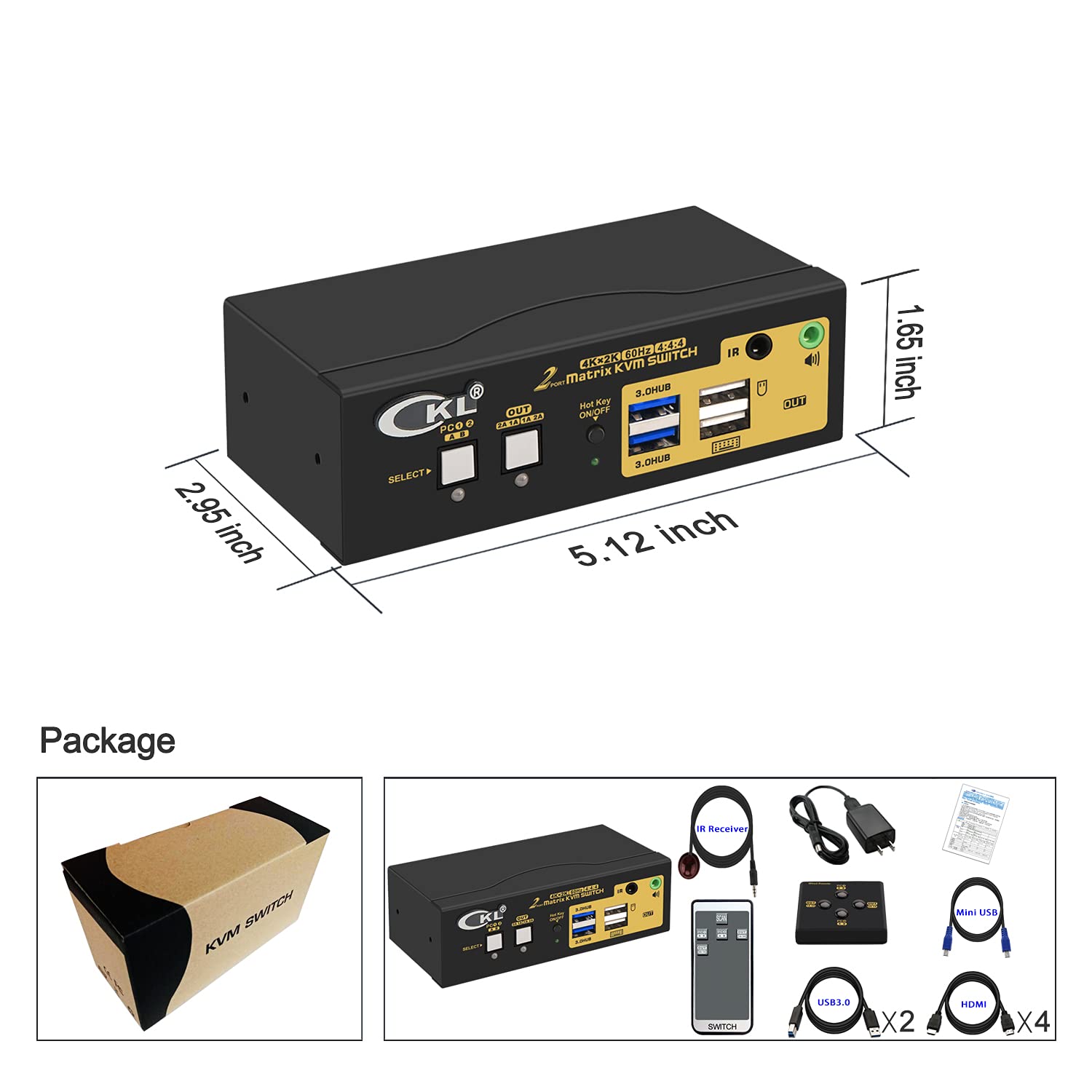 2x2 Matrix HDMI KVM Switch Dual Monitor USB 3.0 4K 60Hz Z627