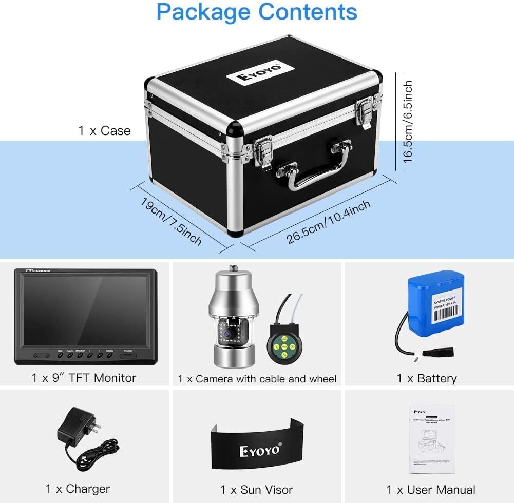 9 inch Color Screen Underwater Fishing Camera with 30M Cable J1510
