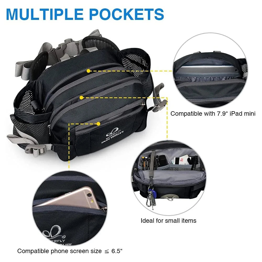 4.5L Fanny Pack Waist Bag with Two Water Bottle Holder U584