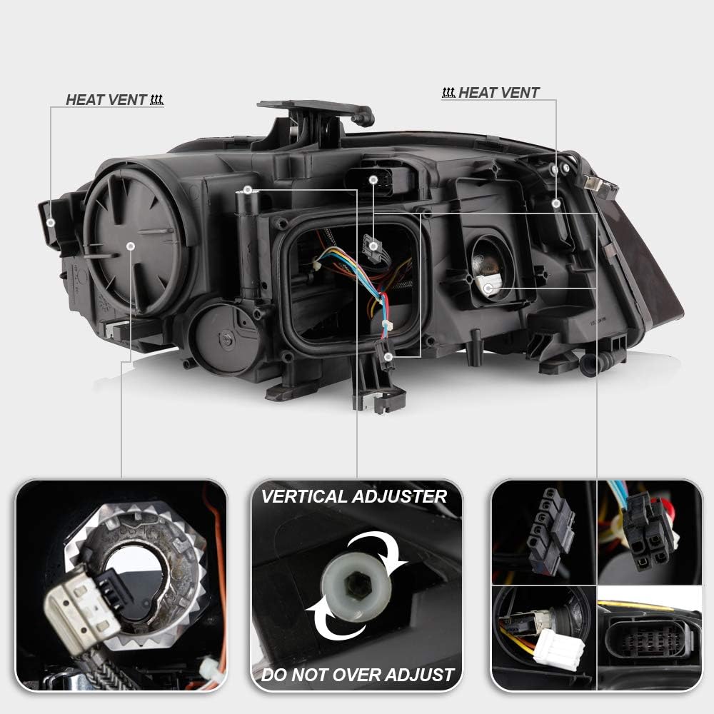 2009-2010 Audi A4 B8 LED DRL Projector Headlights Headlamps Assembly Pair Y324572