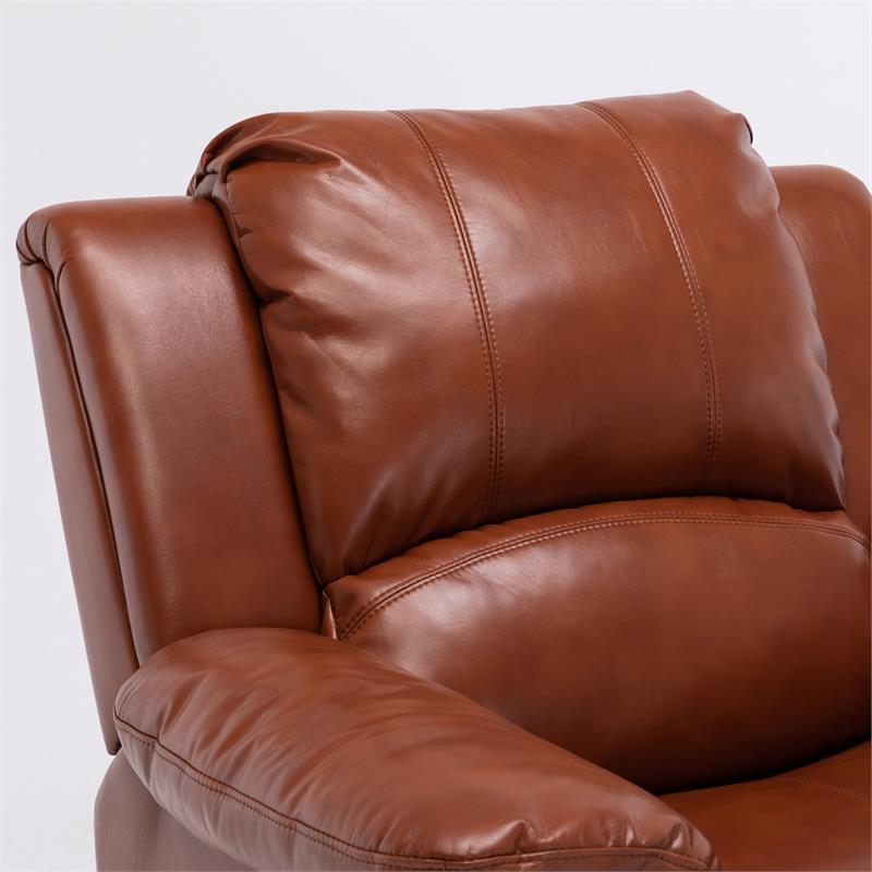 Caramel Faux Leather Glider Rocker Recliner T92316