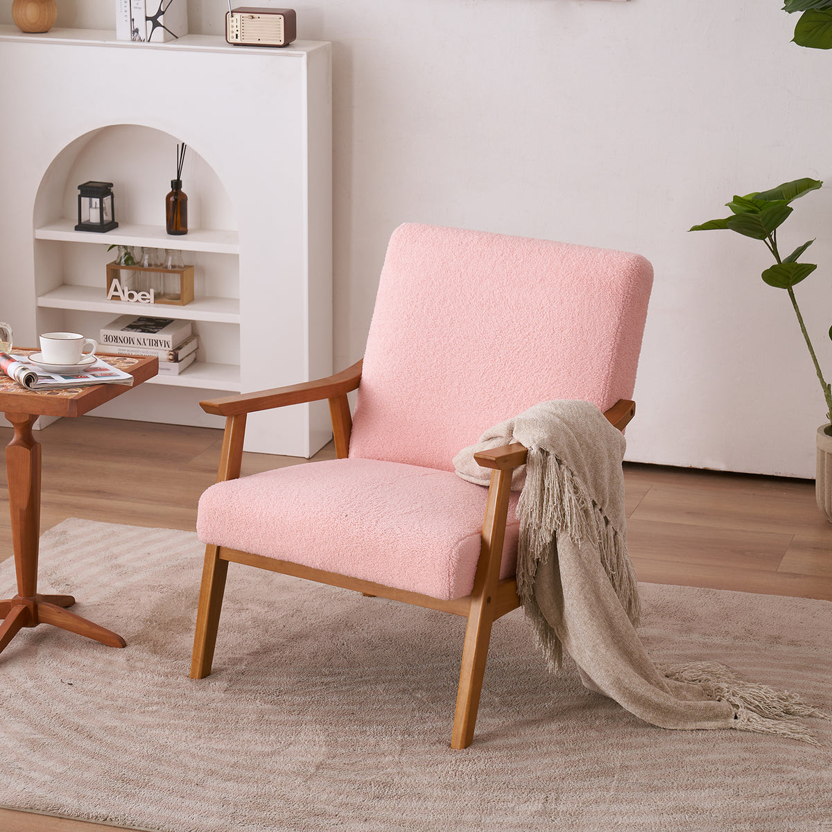 Pink Teddy Velvet Lounge Chair A490304
