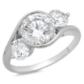 18K White Gold Three-Stone Diamond Engagement Ring size 3.5 Q796