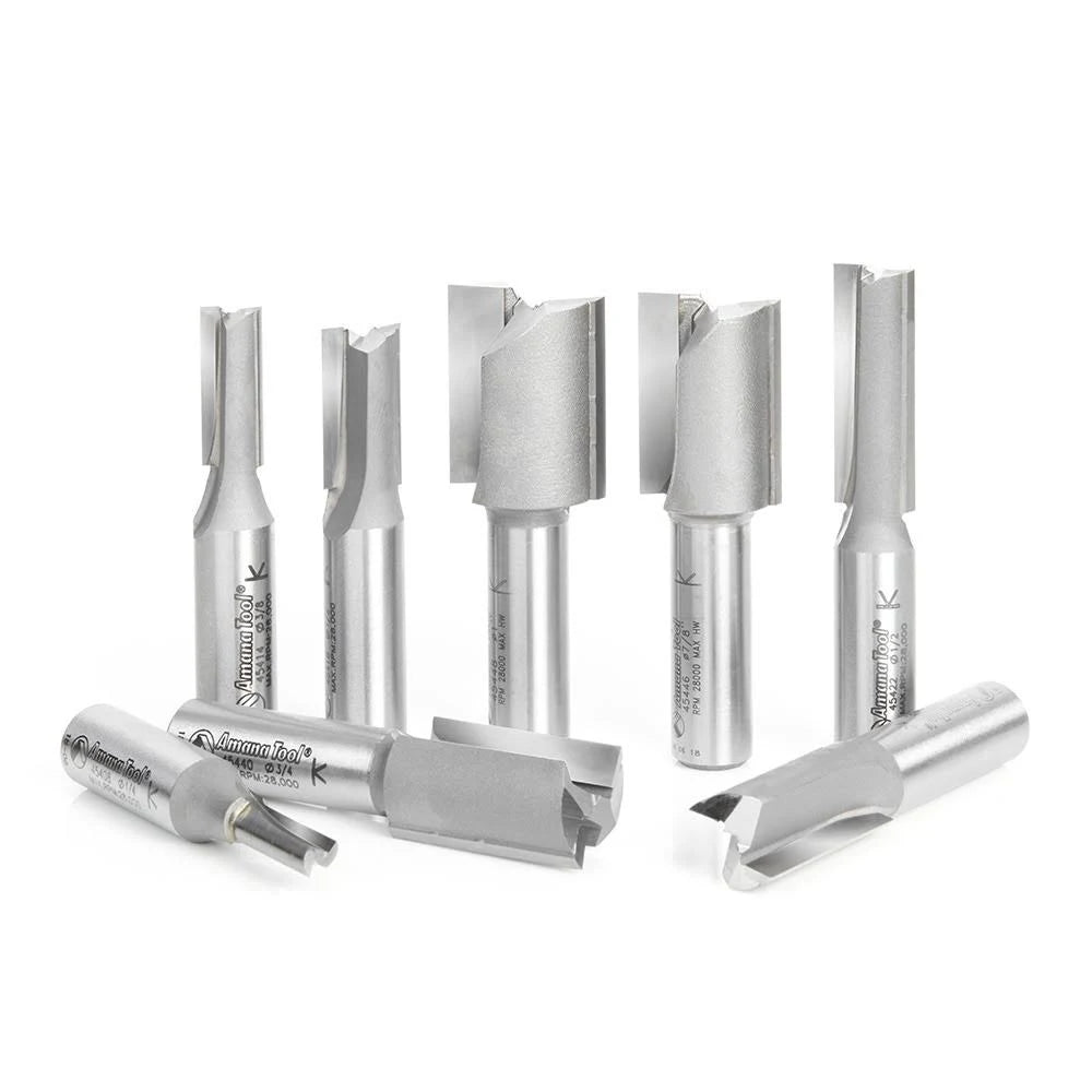 8-Pc Carbide Tipped Straight Plunge Collection, 1/2 inch Shank O32277