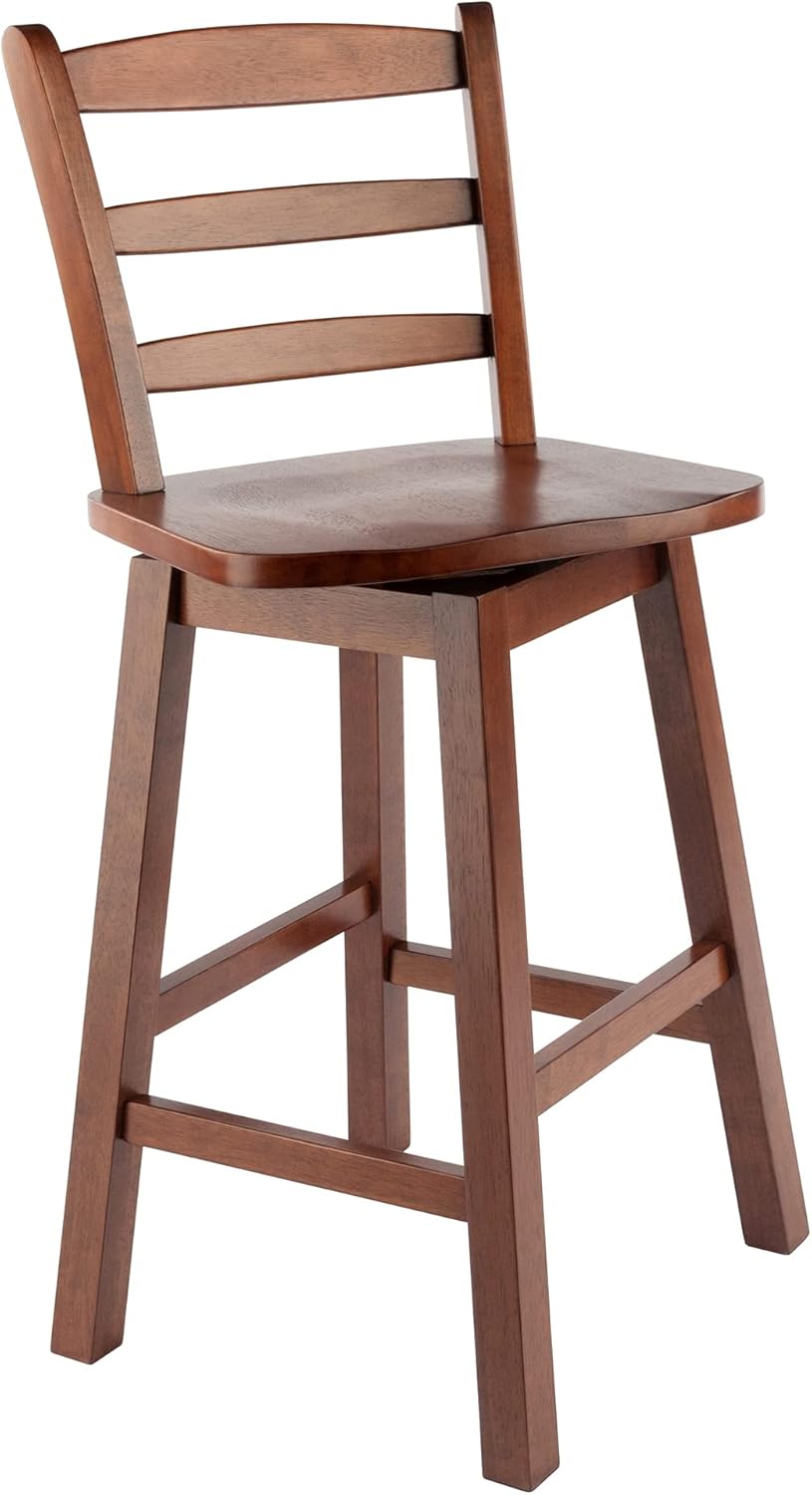 Walnut Ladder Back Swivel Seat Counter Stool D858
