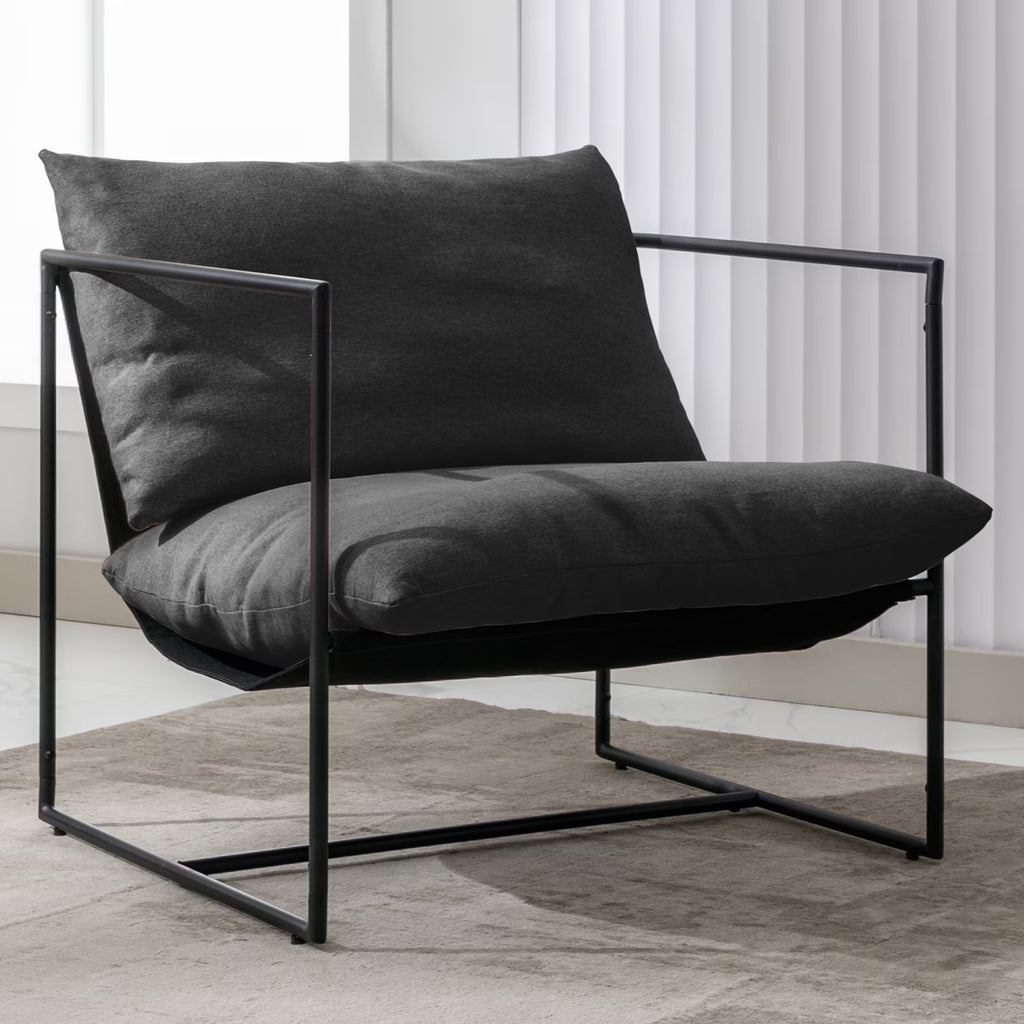 Dark Grey Sling Accent Chair with Metal Frame Z575664