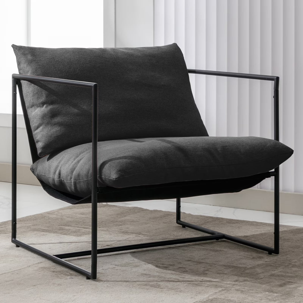 Dark Grey Sling Accent Chair with Metal Frame Z575664