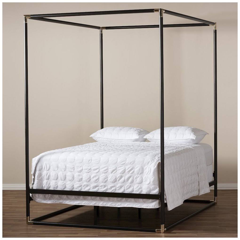 Black Queen Metal Canopy Bed V142