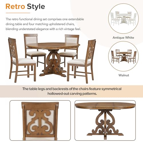 5-Piece Rectangular Counter Height Wood Dining Table Set with 4 Upholstered Chairs O2243