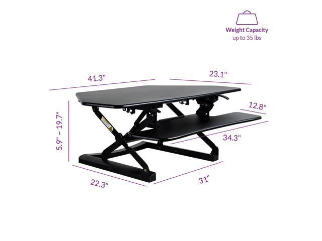 Black Adjustable Corner Standing Desk Riser R102