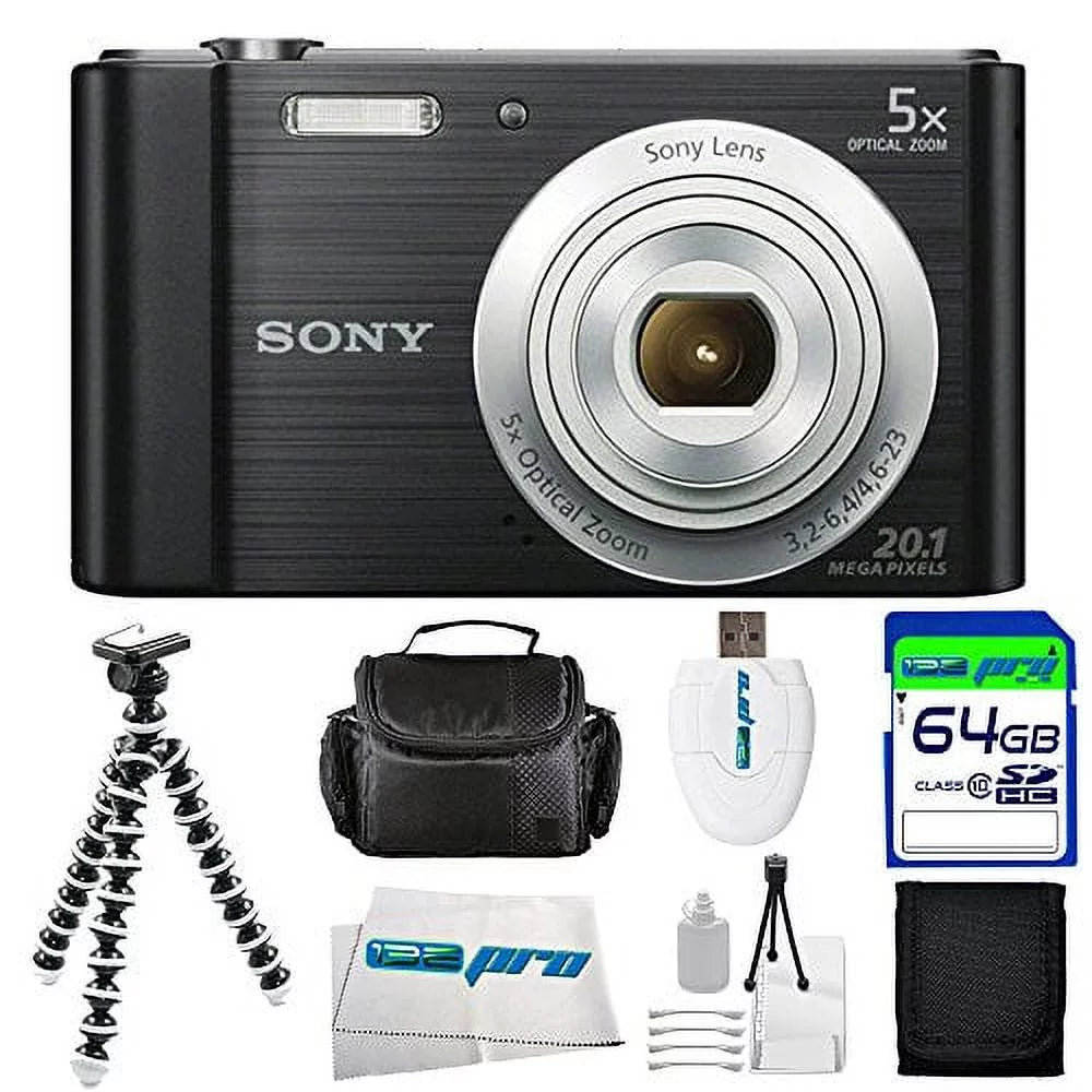Black Digital Camera with 64GB Accessory Bundle G554