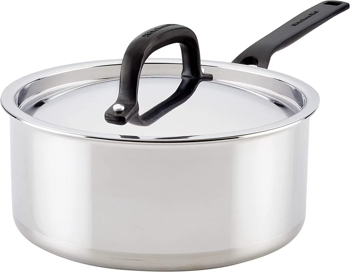5-Ply Clad Stainless Steel Saucepan with Lid, 3 Quart F10897