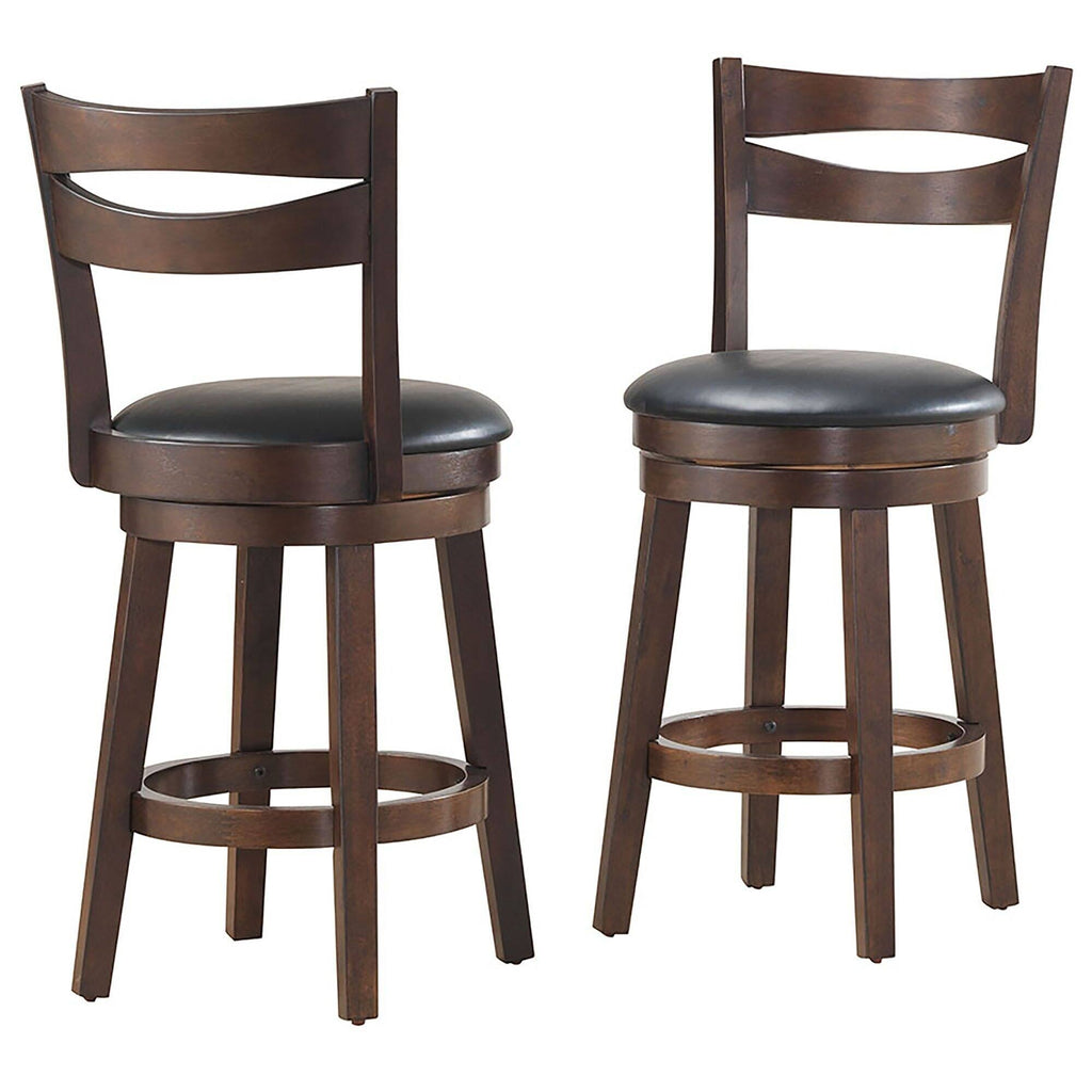 Set of 2 Black and Brown Solid Swivel Counter Stools G142
