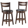 Set of 2 Black and Brown Solid Swivel Counter Stools G142