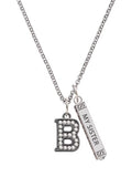 Black Nickeltone Crystal Initial Bar Charm Necklace, 23" G82785