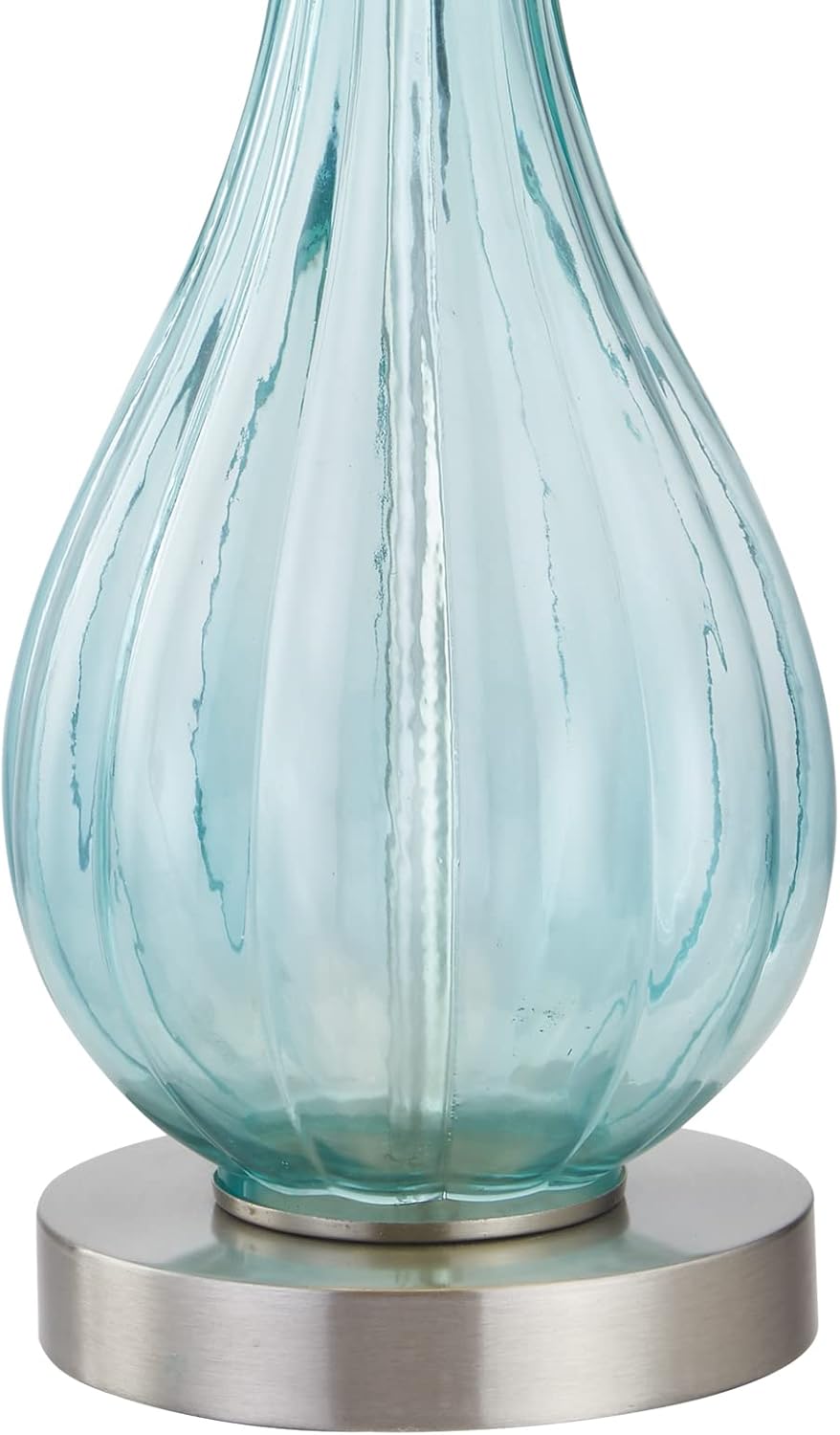 Set of 2 Blue Glass Table Lamps with White Shade A430