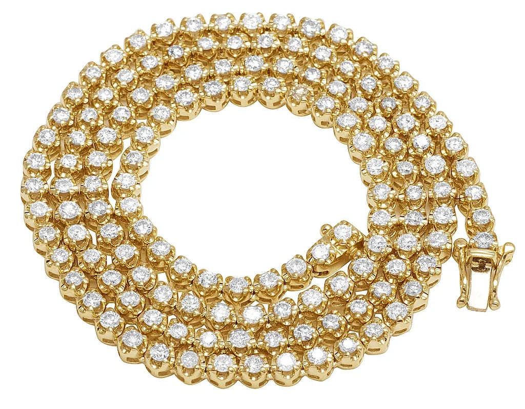 10K Yellow Gold Diamond Tennis Choker Necklace 4mm 21" 6.5CT H619421