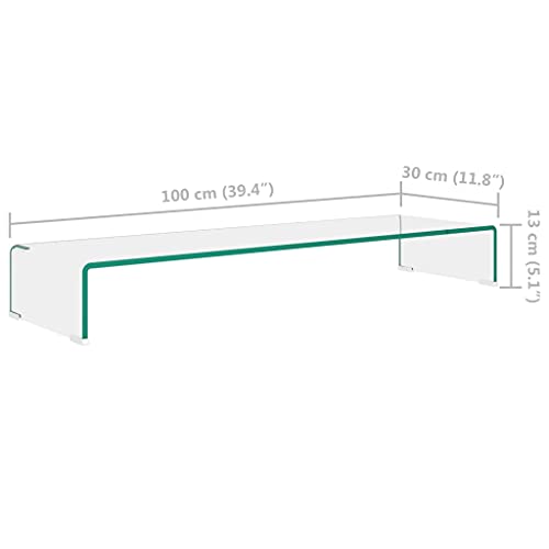 Clear Glass TV Stand 39.4"x11.8"x5.1" U3562