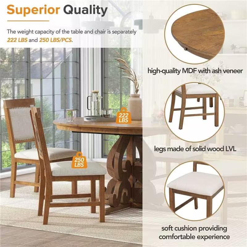 5-Piece Rectangular Counter Height Wood Dining Table Set with 4 Upholstered Chairs O2243
