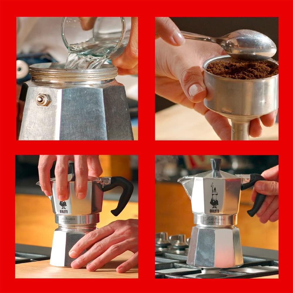 3 Cups (4.4 Oz - 130 Ml) Aluminium Stovetop Espresso Maker B9656