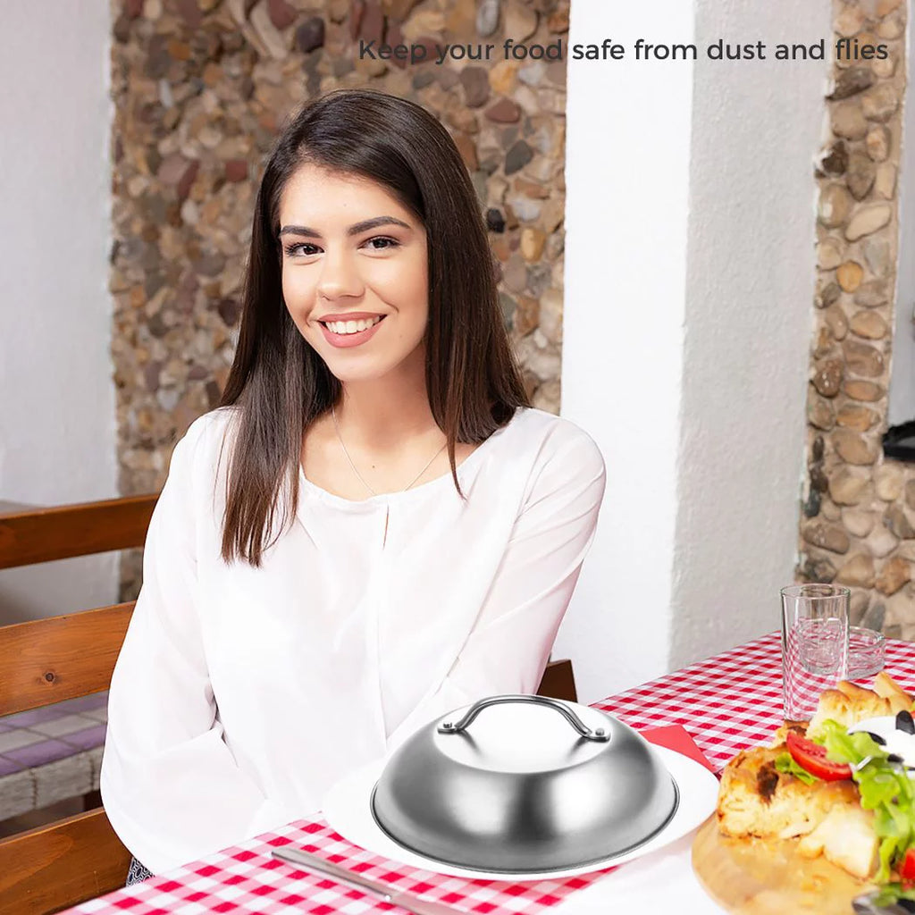 2PCS Stainless Steel Round Basting Cover with Handle O64542