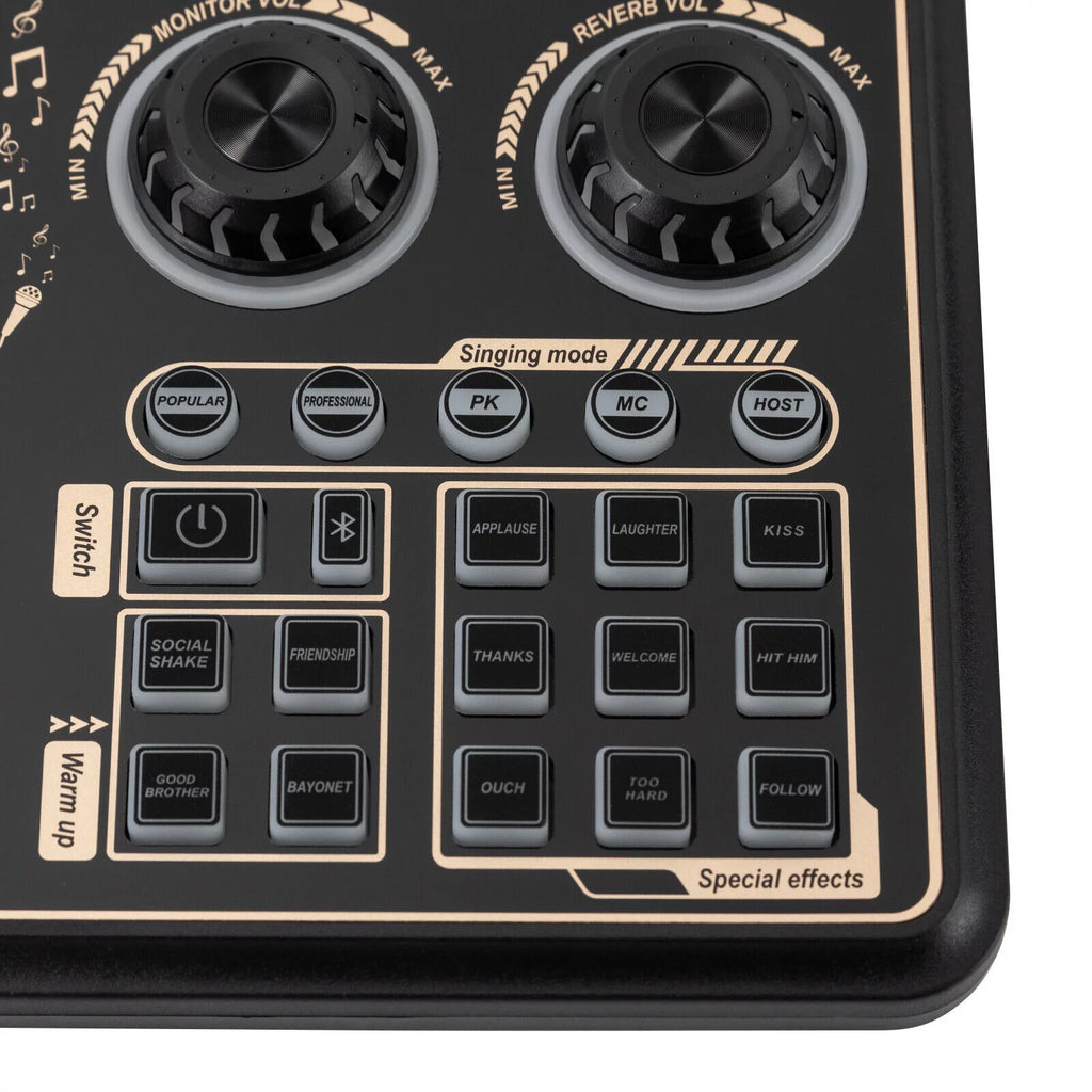 Sound Effects Board Audio Interface with Voice Changer and LED Lights F278